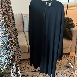 H&M plus long sleeve dark teal stretch dress curvy XXL